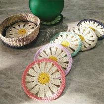 Hand hook coaster ins wind Japanese mandala coaster Crochet finished ins placemat wind snowflake insulation mat Nordic style