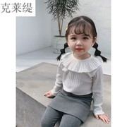 Cô gái siendon childrens bé nữ mỏng bên trong lá sen phía trên mùa xuân và mùa thu bé bông dài tay T-shirt.