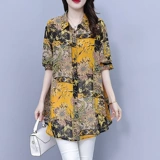 Ретро рубашка, летняя одежда для матери, изысканный стиль, яркий броский стиль, по фигуре, большой размер