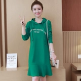 Длинная весенняя толстовка с капюшоном, платье, юбка, большой размер, средней длины, подходит для полных девушек