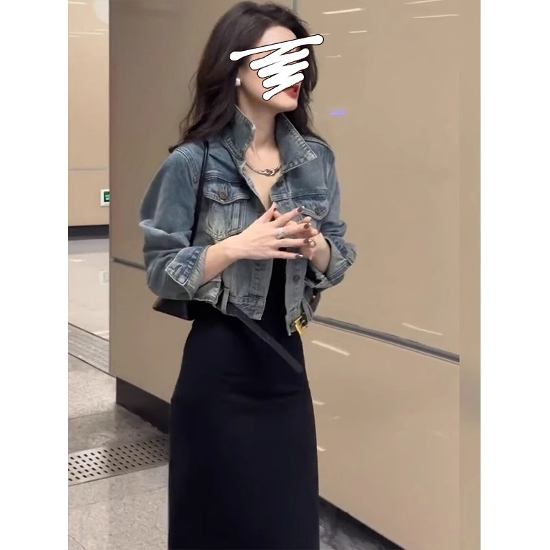 Elegant and Stylish Women's Suit, Spring Trendy Denim Jacket and Dress, This Year's Popular Two-Piece Set Elegant and Stylish Women's Suit, Spring Trendy Denim Jacket and Dress, This Year's Popular Two-Piece Set