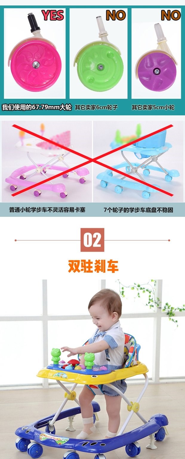 Xe đạp tập đi bộ 2018 6 / 7-18 tháng chống đẩy tay cho bé có thể ngồi ngả bé trai xoay 360 độ xe tròn cho bé