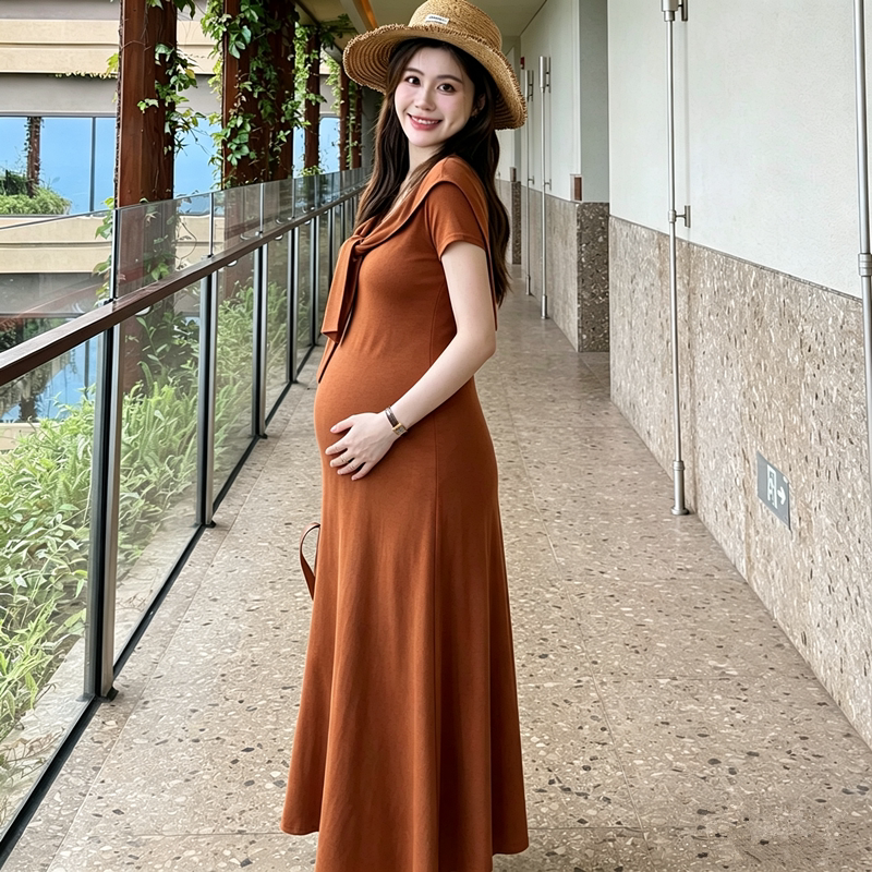 High-End Maternity Dress Summer 2026 New Fashion Outfit for Pregnant Women Shawl Long Dress Two-Piece Set Maternity Dress