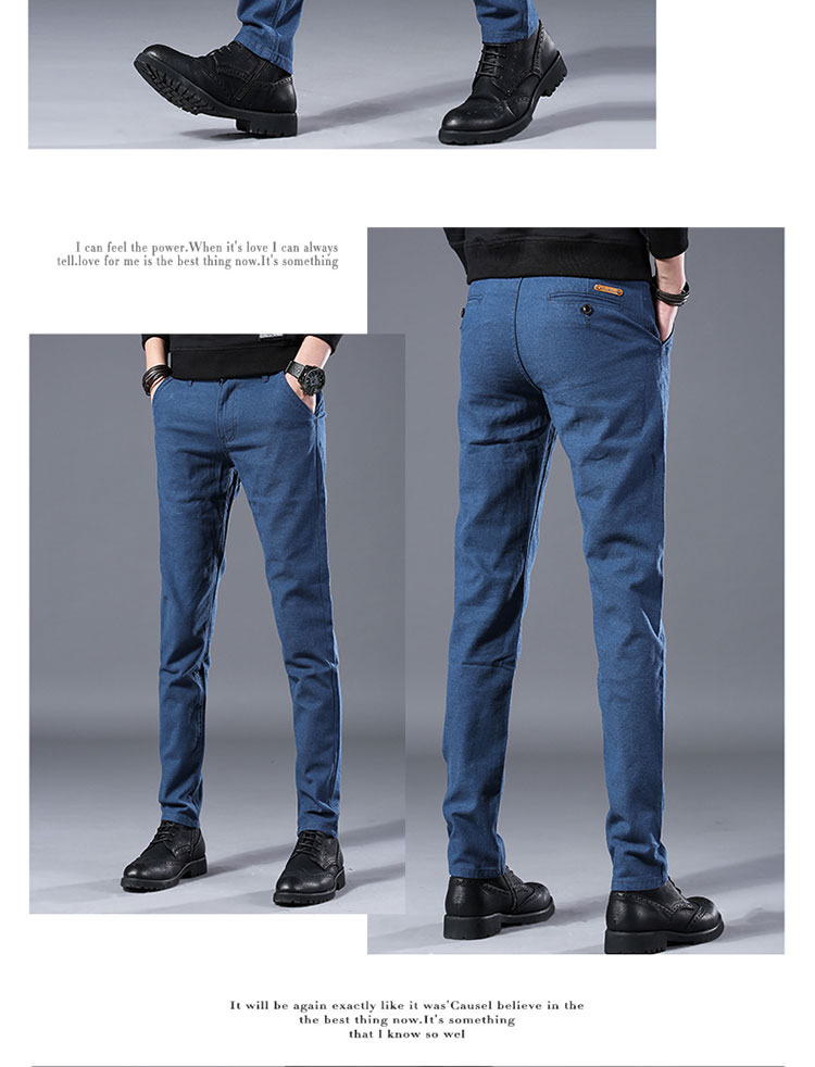 Quần âu nam skinny mỏng Quần chân nam phiên bản Hàn Quốc của quần thun nam co giãn mùa thu quần phù hợp với quần nam màu đen - Crop Jeans quần kaki nam