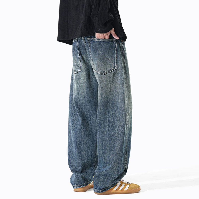 Lee Bradbury Men's Loose Wide-Leg Vintage Washed Casual Jeans 2026 New Model