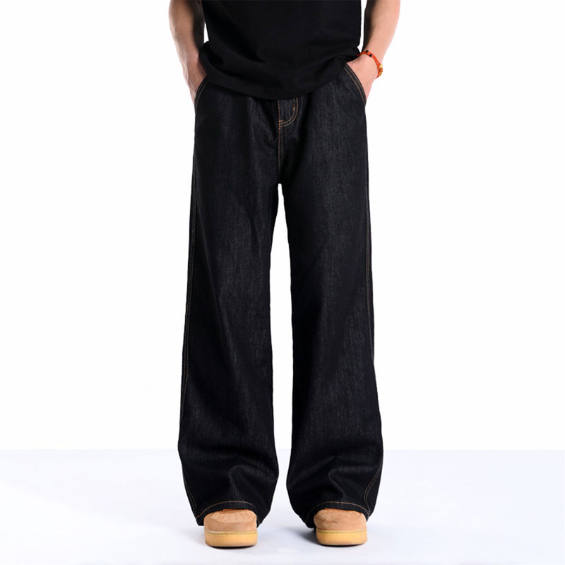 Lee Bradbury Original Black Classic Denim Jeans for Men, Autumn Loose Straight Wide-Leg Selvedge Denim Casual Pants Lee Bradbury Original Black Classic Denim Jeans for Men, Autumn Loose Straight Wide-Leg Selvedge Denim Casual Pants