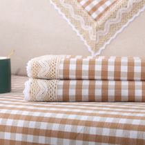  Pastoral plaid sofa cushion pure cotton old rough cloth sofa towel thickened non-slip backrest towel four seasons universal can not afford the ball