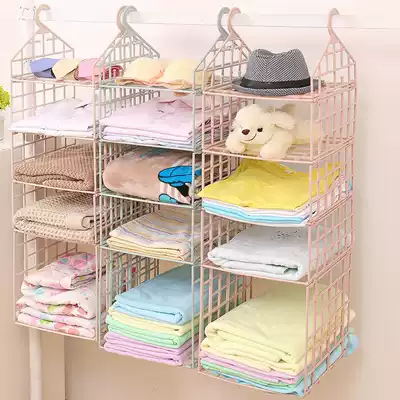 Dormitory storage hanging bag folding wardrobe storage rack Hanging storage rack Clothes finishing rack Multi-layer rack