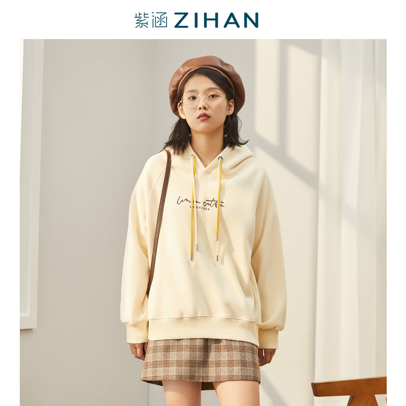 Early Series Purple Culvert Winter Loose long sleeves Lianhood Sports Shirt sweatshirt Hooded Sweatshirt Hooded Sweatshirt Gush Thicken Warm