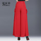 Chiffon wide-leg trousers for women, summer long casual trousers, lace-up culottes, black nine-point trousers, drapey culottes, Hong Kong style expanded leg trousers