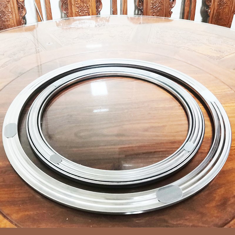 Solid Wood Glass Marble Round Table Dinner Table Steel Base Bearing Turntable Household Standard Fixed Turn Circle Hotel