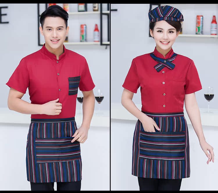 Khách sạn bồi bàn tay áo ngắn mùa hè áo dài tay ăn nhà hàng bánh nướng lẩu nhà hàng tây nhà hàng bộ set đồ nam đẹp