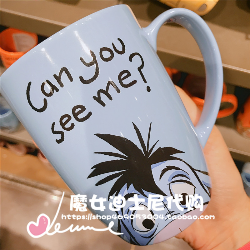 EEYORE Donkey & 52Shanghai Disneyland Domestic purchasing agent Mickey Minnie Mug Donald Duck Big mouth ceramics Mark cup Water cup just