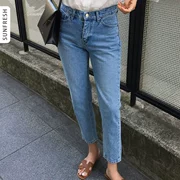 Sunfresh Korea mua quần nữ 2019 hè mới quần jeans cạp cao thẳng nữ LM-JL05 - Quần jean