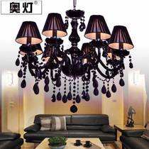 v Oo lamp black hanging lamp Mediterranean living room dining room book room chandelier black fabric Princess chandelier 125