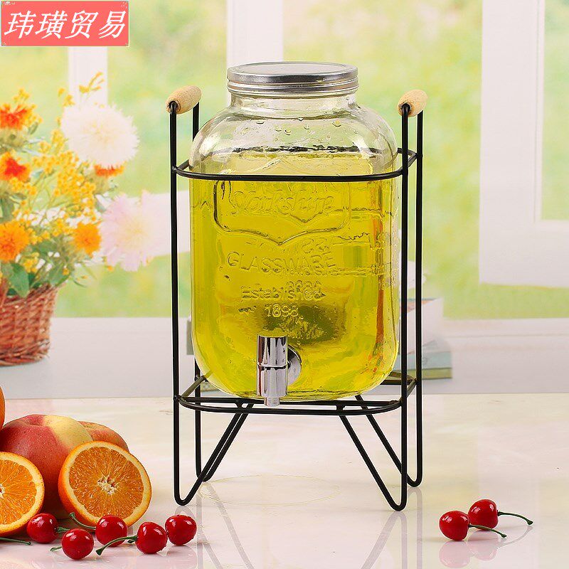 Lead free glass jar with a bottle of wine juice household