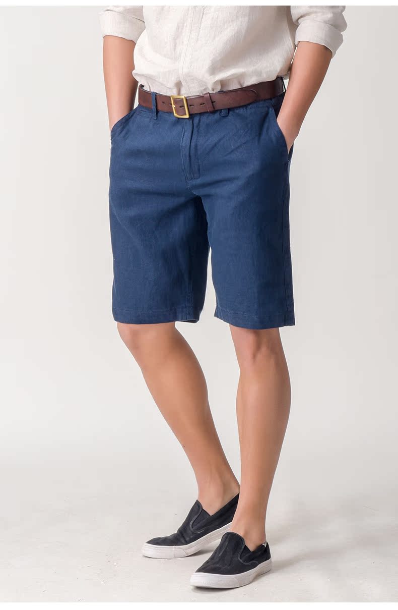 Quần short vải lanh cực nhỏ và tươi thẳng nam giản dị phần mỏng thanh niên mùa hè lỏng và vải lanh năm điểm quần - Quần short quần kaki