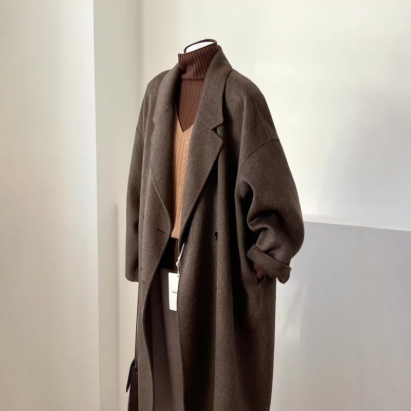Meilade Brown Double-Sided Cashmere Coat for Women 2026 Autumn/Winter Mid-Length Korean Style Loose High-End Wool Jacket Meilade Brown Double-Sided Cashmere Coat for Women 2026 Autumn/Winter Mid-Length Korean Style Loose High-End Wool Jacket