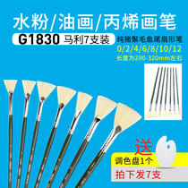 Marley pig bristles fishtail fan water chalk watercolor pen oil brush acrylic brush sketching test G1830