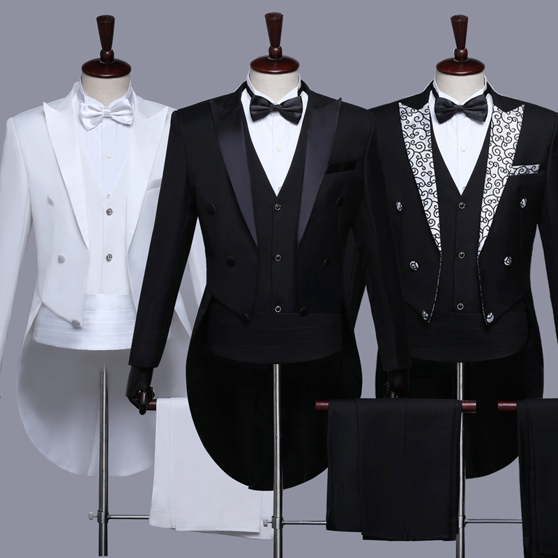 Hot-Selling Halloween Tuxedo for Men, Groomsmen Suit, Magic Performance, Annual Meeting Host, Conductor Dance Costume