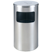 Stainless steel large capacity side cast round non-smoking trash can elevator entrance hotel Hall vertical leather box thickened