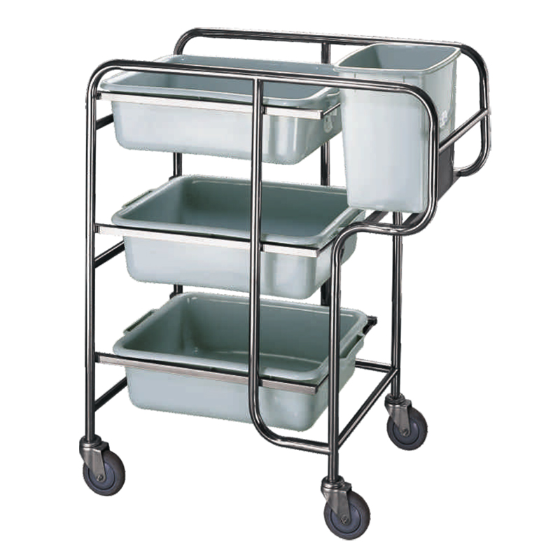 Bowl collection car thickened three-layer hand push stainless steel plate food plate Hotel restaurant dining room dining car bowl car