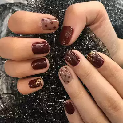 Nail Polish glue 2019 new big cherry color gold foil paper dark brown red manicure white light therapy glue durable Barbie