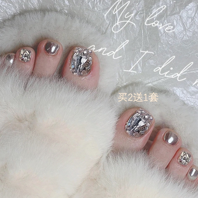 Summer Wearable Toenail and Fingernail Manicure Patches, Whitening Toenails, 2024 New Model, Suitable for Pregnant Women, Sparkling Toenail Patches