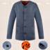 mỡ bông len cũ trung niên tăng mens đồ lót ấm Cardigan quần áo cardigan cộng nhung cộng với nút xuống dày nhung quần áo. 