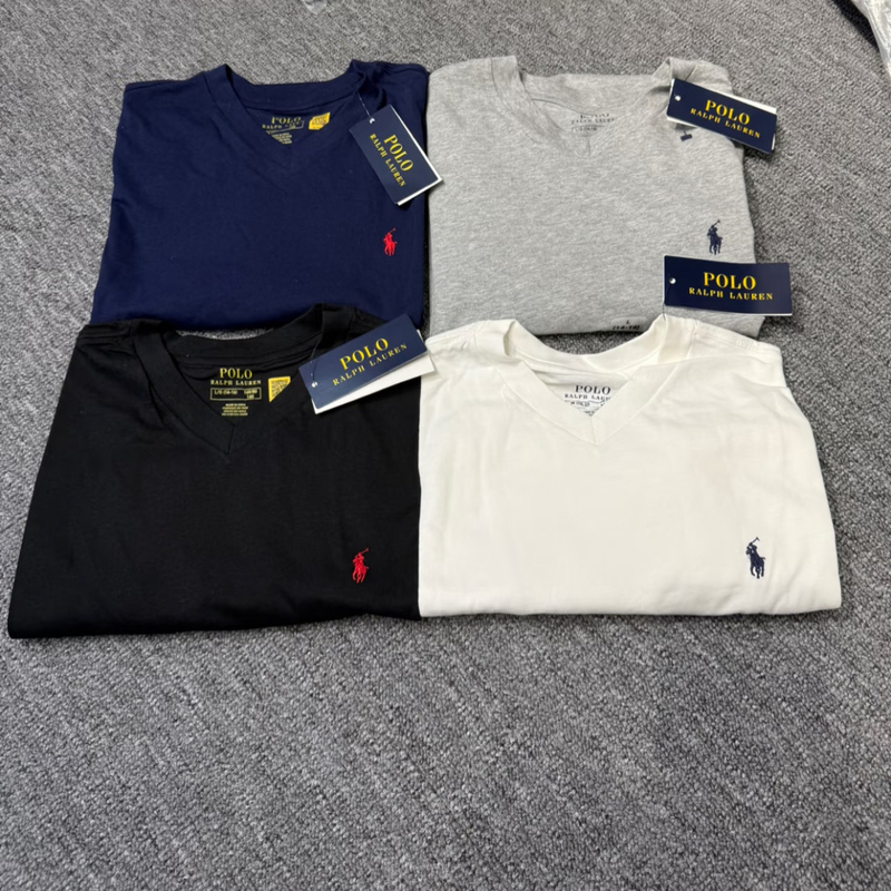 In-Stock Authentic Ralph Lauren Polo Shirt for Boys, V-Neck, Pure Cotton, Short-Sleeved