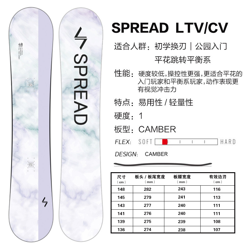 日本GT滑雪單板SPREAD單板滑雪板成人平花男女通用-Taobao-Tmall