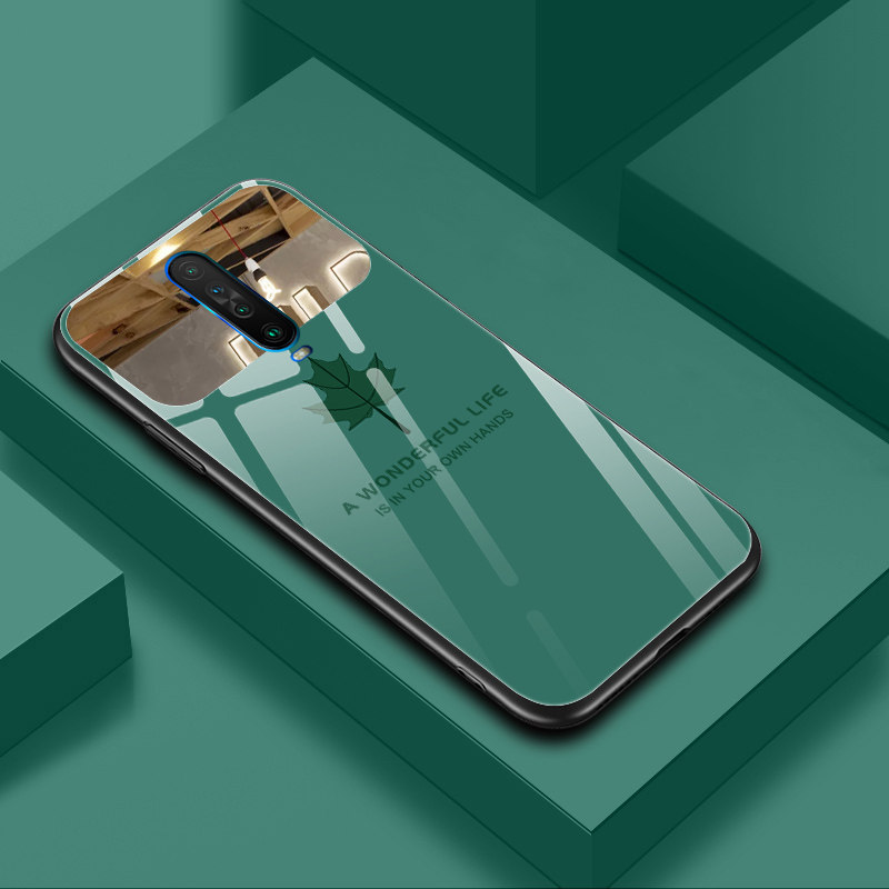 Red rice k30 mobile phone protection shell k30i new maple leaf mirror glass silicone full package soft edge protective sleeve briefs for men and women stylish personality high-end mirror practical makeup mirror