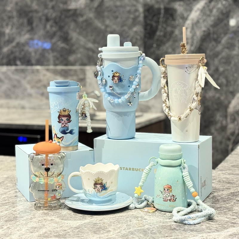 2026 Starbucks Popmart Molly Collaboration Ocean Goddess Stainless Steel Straw Cup