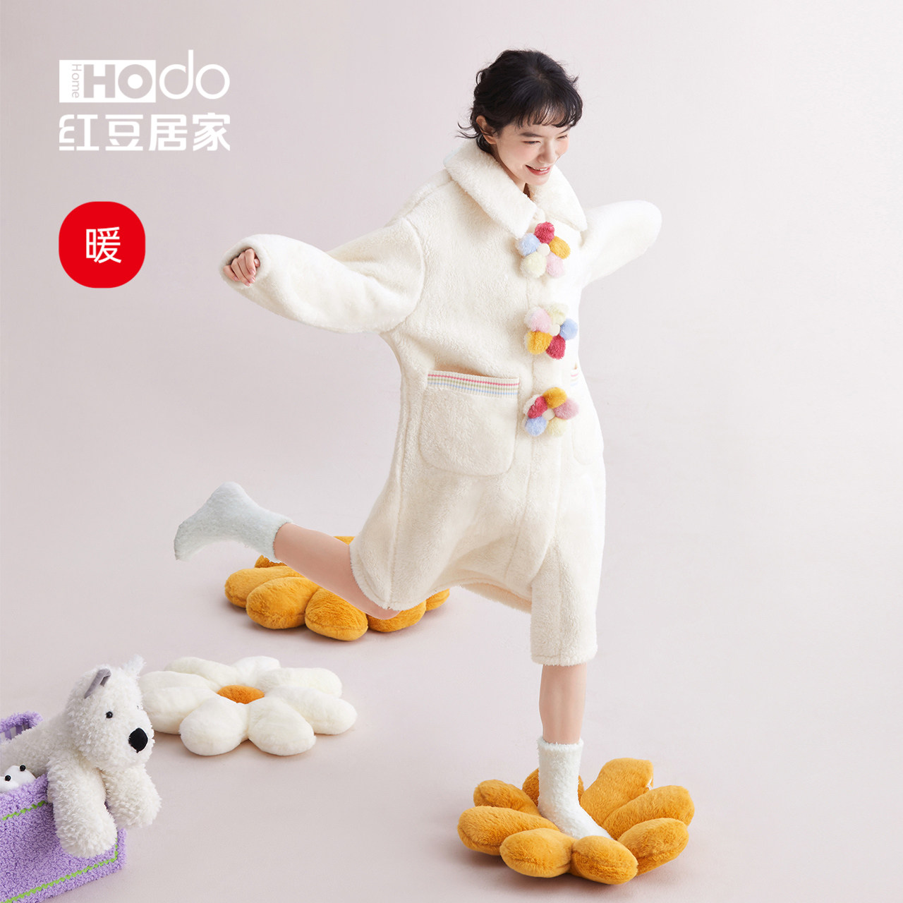 Red Bean At-home Sleeping Robe Female Coral Suede Cute Pyjamas Can Outwear Autumn And Winter Warm Home Clothing Bathrobe Sleeping Skirt Winter-Taobao