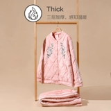 Стеганая коралловая бархатная утепленная пижама, фланелевый удерживающий тепло комплект