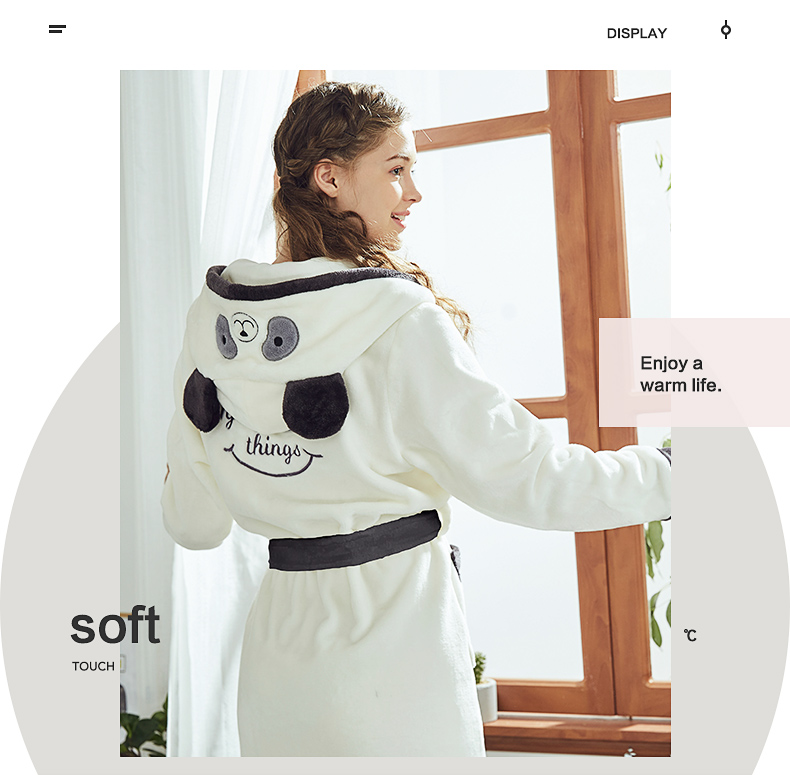 Đậu đỏ nhà mùa đông dày nhung san hô đồ ngủ nữ Hàn Quốc dễ thương flannel áo ngủ ấm dài áo choàng tắm đồ ngủ 2 dây