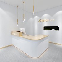 Clothing store cashier simple modern shop small custom curved corner counter beauty salon haircut front table