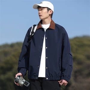 男士外套春秋季休闲潮牌翻领男2026新款撞色夹克上衣薄HS8522-P70图片