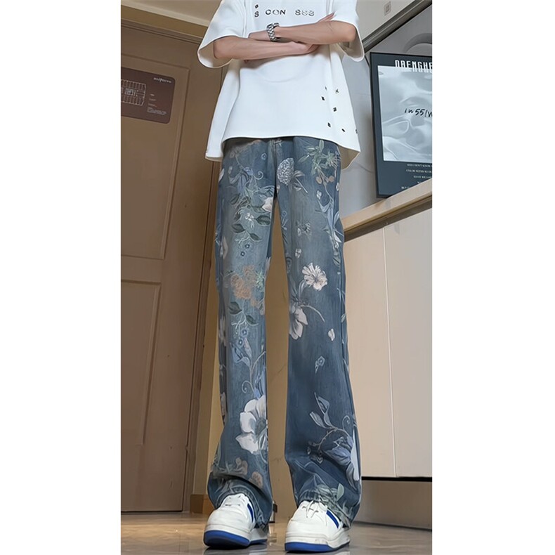 女装类目《现货主推》满印花个性裤子GXX18-P65控88，女装牛仔裤，电商C303A