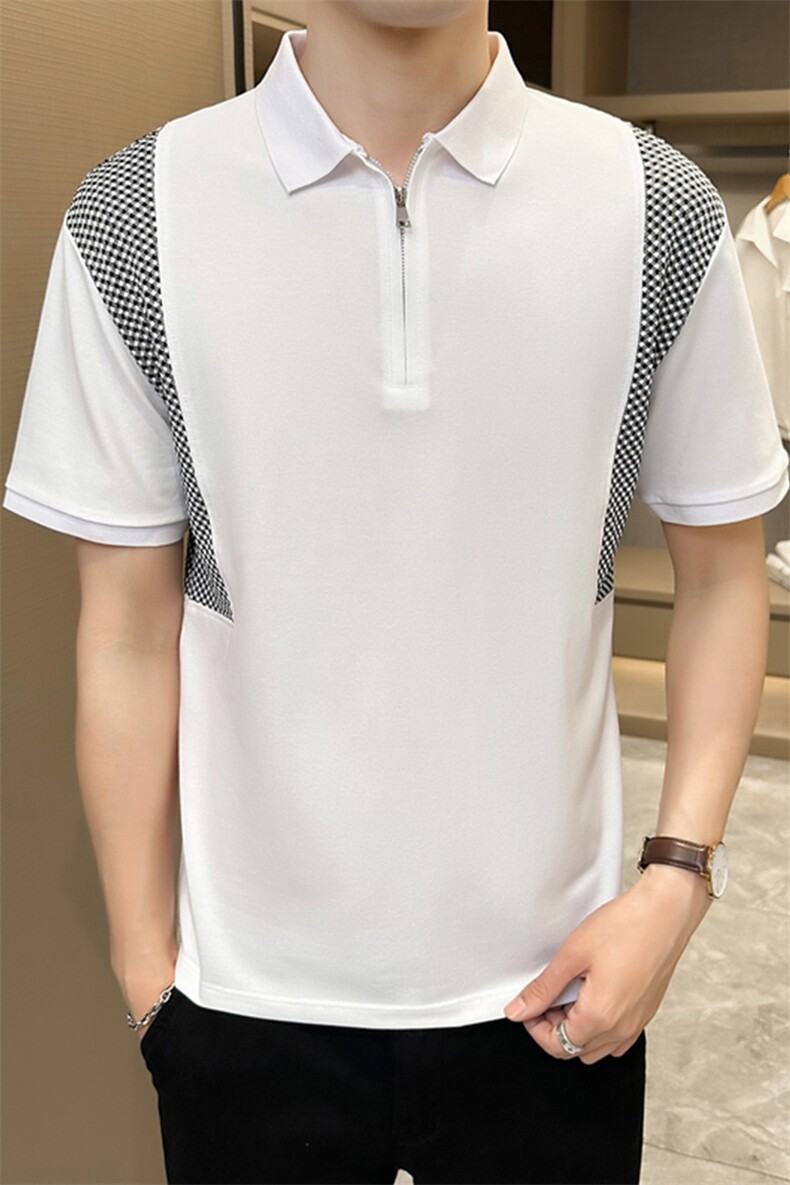 2024夏季新款创意拼接宽松圆领短袖T恤POLO衫男3320-p58控78,男装Polo衫,电商D303