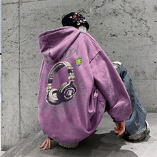 美式重磅水洗复古连帽卫衣潮流大码潮牌做旧XZ517A-BK6672-P68，男装卫衣，星座517A