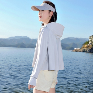 连帽防晒衣罩衫女2025夏季新款防紫外线冰丝凉感薄款骑车短款外套图片