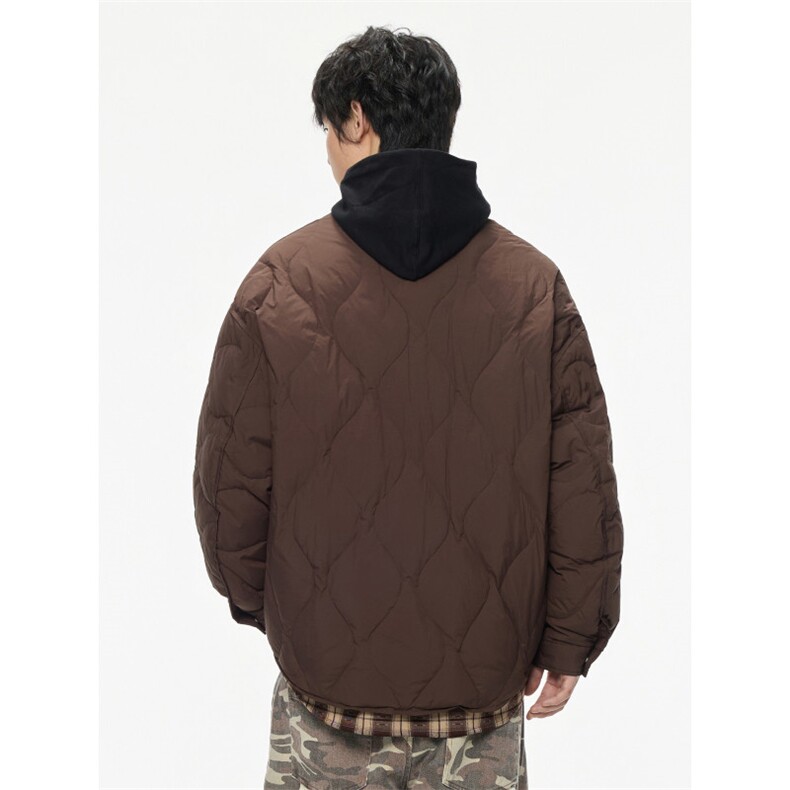 2025冬季新款翻领衬衫假两件羽绒服男潮牌百搭保暖羽绒服外套,男装衬衫,电商A234
