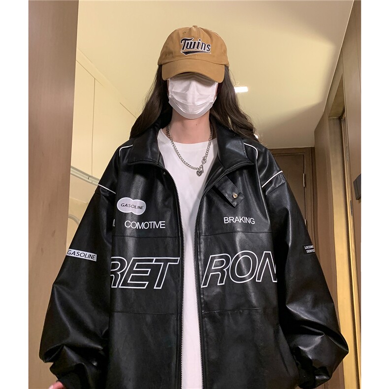 中性风春装新款潮街头机车服元素印花宽松外套潮insD241-P108，男装工装外套，电商A335-1（原A458）