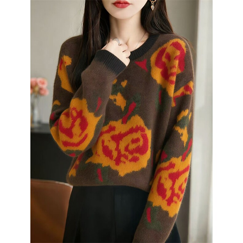 毛衣女冬季加厚外穿内搭套头圆领短款小个子时尚针织衫打底衫上衣，女装针织衫/毛衣，暖姿羊绒