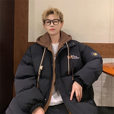 冬季宽松/假两件连帽休闲外套潮加厚棉衣XZ102B-1M2682-P125，男装棉衣，星座102B-1