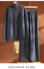 2025年秋季休闲风两件套亮片高领插肩，女装套装/套裙，玛莎羊绒