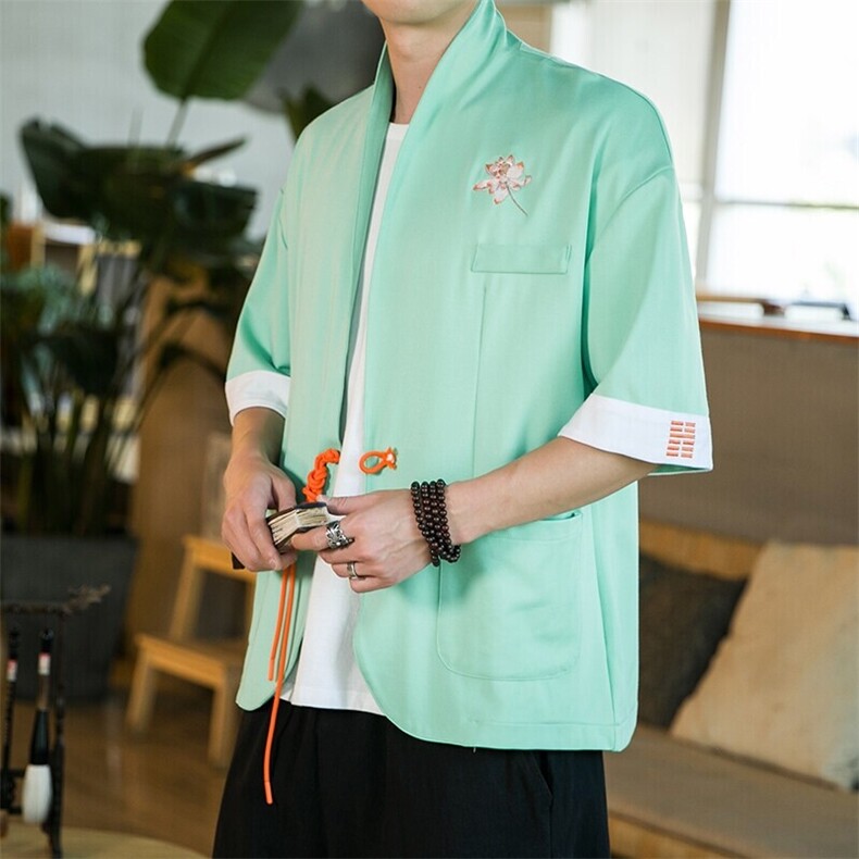 夏季风绣花外套汉服改良道袍夹克开衫新中式男女潮JK23/P65,男装夹克,钱塘713