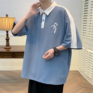 夏装青少年拼接撞色Polo衫牙刷绣运动短袖T恤男女 626-P35控价58图片