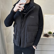 短款立领羽绒马甲男休闲日系面包服保暖外套马甲背心M6096-P130，男装背心/马甲，电商A237